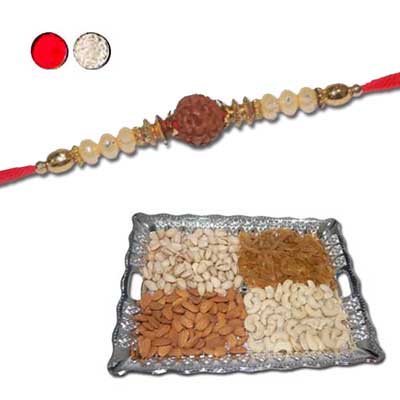 "Designer Fancy Rakhi - FR-8510 A- (Single Rakhi) Dryfruit Thali-RD600 - Click here to View more details about this Product